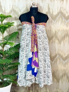 Vintage Recycled Silk Wrap <b>Skirt</b> | Handmade Reversible Maxi | <b>Boho</b> Floral Beach Dress with Belt | Breathable One Size - Product Image 5