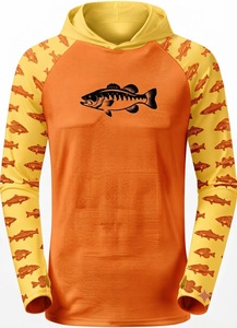 Sweat à capuche de pêche noir à manches longues pour hommes, chemise de sport athlétique anti-UV, vêtement de sport d'extérieur avec motif poisson basse - Product Image 4