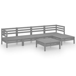 Ensemble de salon de jardin en pin massif gris, 6 pièces, durable et élégant, mobilier d'extérieur - Product Image 2