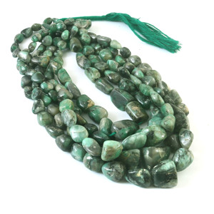 Cuentas de Esmeralda Natural Pulimentadas de 4x5 mm a 20x25 mm, Cuentas de Esmeralda Verde, Hilo de 16 Pulgadas, Lote al por Mayor para Fabricación de Joyería - Product Image 1