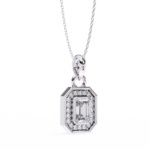 LOISTA Women's White Gold <b>Emerald</b> Cut Diamond <b>Pendant</b> Rhodium Plated Luxury Everyday Wear Jewelry - Product Image 4