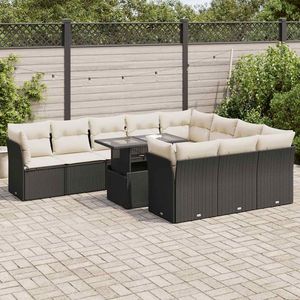 Conjunto de Sofá de Jardín con Reposabrazos Ajustables Grandes en Ratán Sintético Negro - Product Image 1