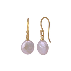 El Joyero Women's Freshwater Pearl Hoop <b>Earrings</b> <b>Handmade</b> 18K Gold Plated Brass Trendy Gift Trendy Pearl Hoop <b>Earrings</b> for Women - Product Image 2