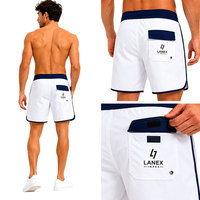 Pantalones Cortos de Playa Personalizados para Hombre, Casuales, Blancos, 100% Algodón, Tejido de Punto, Secado Rápido, Ligeros, Cintura Media, con Cordón Ajustable