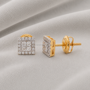 Boucles d'oreilles en diamant certifié de 0,34 ct, couleur G, taille brillant rond, or massif 10 carats, bijoux de luxe pour femmes - Product Image 1