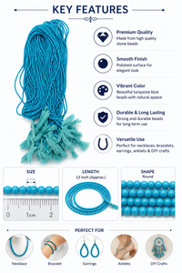 Vente en gros de pierres précieuses turquoise bleues de 2 mm à prix avantageux, coupées rondes, en fils, avec couleur, pour la fabrication de bijoux - Product Image 3