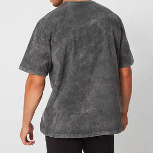เสื้อยืดลายแอซิดวอชแบบใหม่สำหรับผู้ชายและผู้หญิง สไตล์สตรีทแวร์สุดเท่ ผ้าฝ้าย 100% ดีไซน์ลายฉลุและลายปะติด - Product Image 2