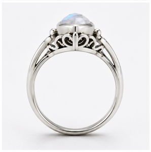 Rainbow <b>Moonstone</b> Silver Ring Rainbow Gemstone Statement Ring Sterling Silver Teardrop Ring <b>Moonstone</b> <b>Jewelry</b> - Product Image 3
