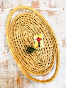 Handwoven Rattan Serving Tray with Handles Round Rattan Tray for Table Decor <b>Rectangular</b> Cane Serving Tray - Product Image 2