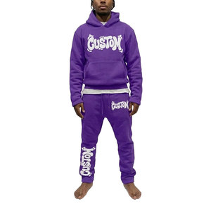 Men Tracksuit <b>Set</b> Custom Logo Hoodie <b>Jogger</b> <b>Set</b> Streetwear Fleece Tracksuit Wholesale Cotton Sweat Suit Manufacturer - Product Image 1