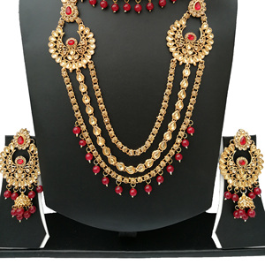 Indian Trendy Classic Choker Engagement Anniversary Wedding Party <b>Gift</b> Set Traditional Crystal Kundan Faux Pearl Alloy Gold - Product Image 4