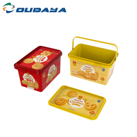 Contenedor desechable de 3L y 2,8 l de PP, contenedor para galletas, cubo para galletas con tapa y asa a prueba de manipulaciones