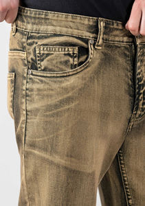 Pantalones Vaqueros de Mezclilla Color Marrón para Hombre, Corte Regular, Bolsillos Rectos, Lavado Ácido, Precio al por Mayor, OEM, Personalizados, a la Moda - Product Image 3