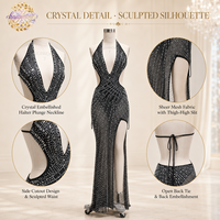 Robe de Soirée et de Club Élégante pour Femme, Sur Mesure, Luxueuse, Fendue, Ornée de Strass, Longueur Ras du Sol