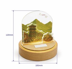 Lámpara de Mesa LED Ecológica con Vista a la Montaña Jiufen, Base de Madera, Difusor de Aceites Esenciales con Piedra Aromática, Luz Decorativa con Diseño de Monumento Escénico de Taiwán - Product Image 5