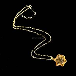 Colgante de flor de piedra lunar de melocotón AAA tallado a mano, collar de flor de cristal para mujer, colgante de piedra preciosa, joyería hecha a mano - Product Image 4