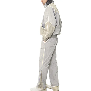 Survêtement unisexe gris clair à manches longues, col rabattu, respirant, coupe décontractée, avec poches latérales, pour adulte, printemps - Product Image 2