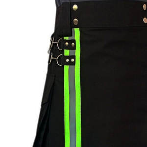 Kilt de travail noir pour pompier – Kilt tactique 100 % coton pour homme avec bande réfléchissante de sécurité - Product Image 5