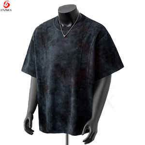 เสื้อยืดคอกลมแขนสั้นทรงบ็อกซี่ฟิตโอเวอร์ไซส์สำหรับผู้ชาย ผ้าฝ้าย 100% เนื้อหนา ระบายอากาศได้ดี เป็นมิตรกับสิ่งแวดล้อม สไตล์ลำลองแนวสตรีทแวร์ - Product Image 1