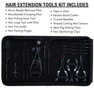 Kit de herramientas para extensiones de cabello para estilistas – Alicates para remover microperlas, Alicates de crimpado, Gancho de extracción, Alicates para extensiones de cinta adhesiva, Cortador, Agujas curvas - Product Image 2