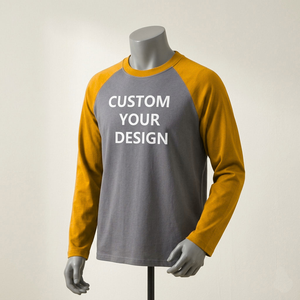 Camiseta de Manga Raglán para Hombre, Personalizada con Logotipo OEM, Etiqueta Privada, 280gsm, Algodón, Color en Contraste, Estilo Casual, Tipo Jersey de Béisbol - Product Image 1