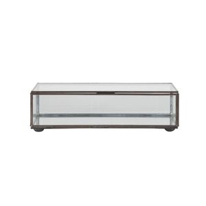 Caja de exhibición de vidrio con marco de metal y estuche de cuero marrón, binoculares y planta aeroponizada en el interior para almacenamiento y decoración - Product Image 5