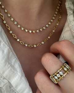 14K 18K Gold Round Cut Lab Grown Diamond Tennis <b>Necklaces</b> Prong Set 16 Inches Continuous Riviera Choker Everyday Wear Wholesale - Product Image 2