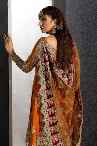 Robe de mariée longue évasée Mishkat Couture pour femme avec dupatta multicolore et ensemble pantalon, écologique, longueur ras du sol, manches longues - Product Image 3