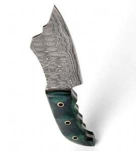 Couteau utilitaire à profil de hachoir, manche vert, en acier damas fait main, pièce de présentation exécutive - Product Image 2