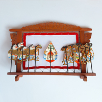 Poupée de marionnette Wayang Kulit indonésienne artisanale, mini scène de spectacle, cadre en bois, décoration de table culturelle javanaise traditionnelle