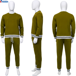 Top Trend Men's Heavyweight Customized Sports Suit Blue Cotton Tracksuit Full Sleeve Crew Neck Solid Color Jogging <b>Set</b> 2 1 - Product Image 6