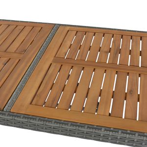 Set da Bar per Esterni in Vimini a 5 Pezzi con Piedi Antiscivolo, Corda Fissa, Cuscini Rimovibili e Piano del Tavolo in Legno di Acacia - Product Image 4