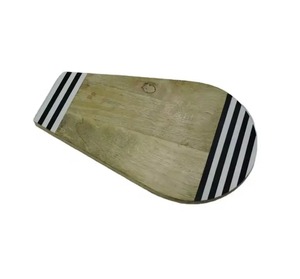Tabla de Cortar Rectangular de Mármol con Borde Rayado Azul Marino, Superficie Antideslizante, Apta para Lavavajillas - Product Image 3