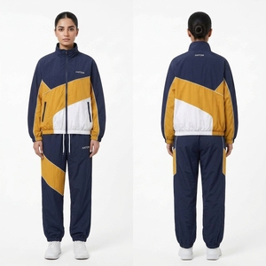 Kids Contrast Color Windbreaker Tracksuit - Windbreaker <b>Jacket</b> & Pants Set for Outdoor, Bulk Wholesale - Product Image 1
