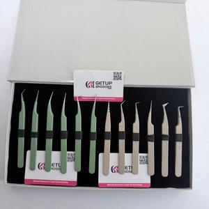 GETUP BROSONS IMPEX Pince à épiler pour cils en acier inoxydable de précision, antistatique, à pointe lisse de 10 mm, ensemble avec emballage en boîte avec logo - Product Image 6