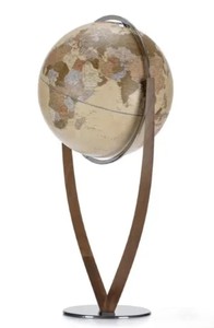 Globo Terráqueo de Metal de Latón de 30 Pulgadas (40 cm) con Mapa del Mundo Azul Plateado - Decoración de Escritorio Iluminada para Graduación - Product Image 2