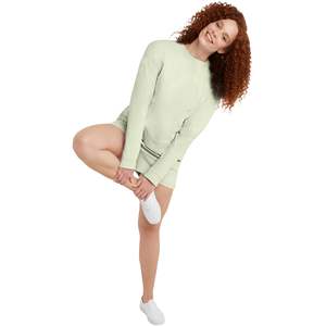 Sweat-shirt pour femme à col montant côtelé vert discret, texture douce, manches longues, vente directe d'usine du Pakistan - Product Image 3