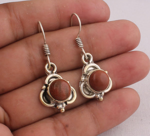 Natural Sunstone <b>Earrings</b> <b>925</b> Sterling <b>Silver</b> Handmade Jewelry Supplier Wholesale Round Sunstone Gemstone Drop <b>Earrings</b> Women - Product Image 1