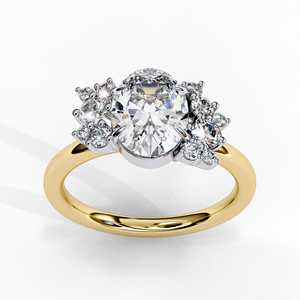 Anillo de Compromiso de Moissanita con Corte Ovalado, Banda Nupcial Redonda Brillante, Chapado en Oro Blanco, Joyería para Mujer - Product Image 6