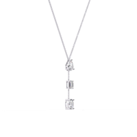 Collar de Oro Sólido de 14k con 3 Diamantes Cultivados en Laboratorio, Corte Esmeralda, con Piedras Laterales en Forma de Pera, Estilo Étnico, para Bodas y Aniversarios, para Mujer