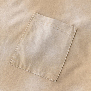 Men's Beige Washed Spandex/Cotton O-Neck Short Sleeve Regular Fit Distressed <b>Pocket</b> Casual Streetwear <b>T</b>-<b>Shirt</b> Breathable - Product Image 3
