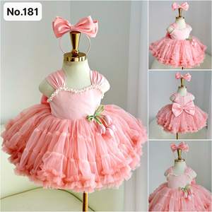 Robe de soirée princesse florale pour filles 181, en tulle doux, avec col perlé et détail taille tulipe, personnalisable, vente en gros - Product Image 3