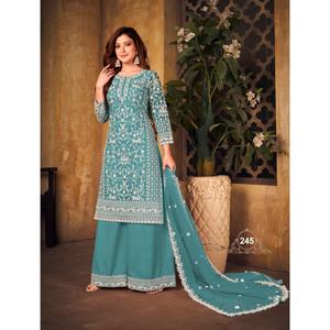 Indian Pakistani Anarkali Women's Salwar Kameez Party Wear Wedding <b>Dress</b> New Latest Ethnic Modern Designs <b>Net</b> Cording Work Sale - Product Image 1