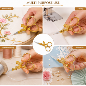 Ciseaux à broder Golden Stork en acier inoxydable, lame pointue, manche métallique, outils de couture multi-usages DIY, petits - Product Image 3