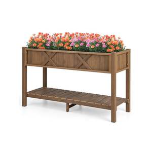 Maceta de madera polivinílica elevada con agujeros de drenaje y estante de almacenamiento Maceta y macetas con patas para un fácil almacenamiento - Product Image 1