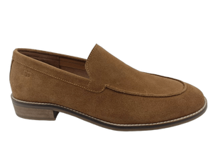 Mocasines de Gamuza Marrón para Hombre, Zapatos de Oficina y Carrera con Punta Descubierta, Entresuela Acolchada de EVA, Suela de Goma, Cómodos, Color Sólido, para Todas las Temporadas - Product Image 1