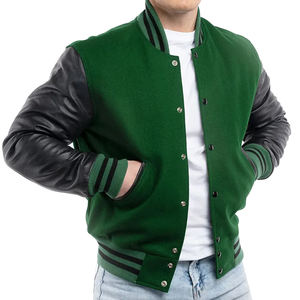 Chaqueta Varsity Personalizada Unisex de Alta Calidad al por Mayor, Mangas de Poliéster Bordadas, Cuello Alto, Diseño de Letras de Béisbol en la Parte Delantera - Product Image 1