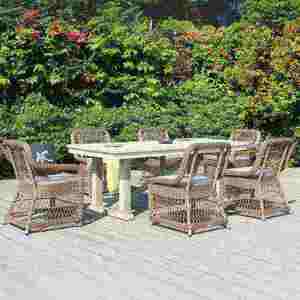 Elegante Juego de Comedor para Jardín para 6 Personas con Asientos de Ratán - Product Image 1