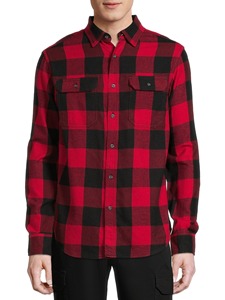 Men's Red Black Plaid <b>Flannel</b> Shirt Full Sleeve Button Down Casual Cotton Checkered Autumn Wear - Product Image 1