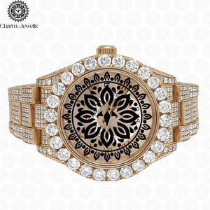 Charm Jewells Luxury Men's Stainless Steel Watch 40mm <b>Case</b> Analog Dial Diamond Bezel Auto Date <b>Display</b> 10 Bar Water Mechanical - Product Image 2